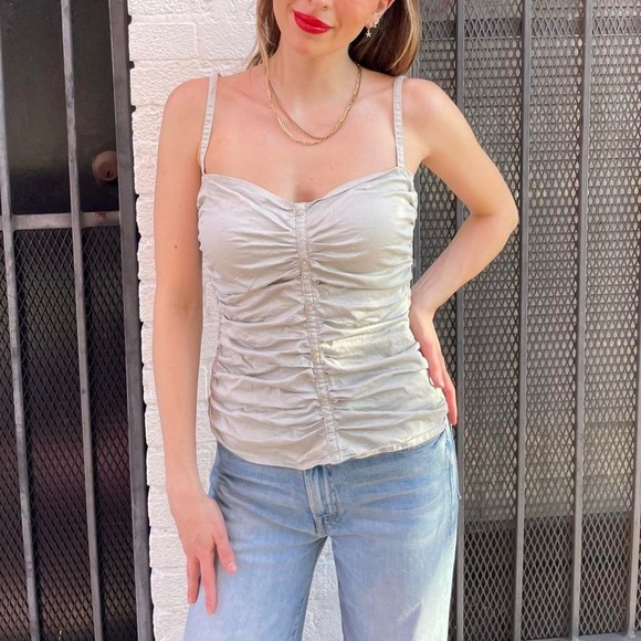 Y2k MNG grey runched corset tank top sz m - Picture 1 of 7